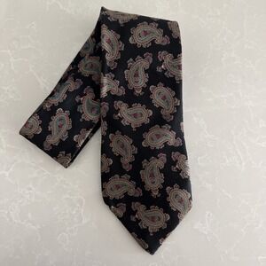 Abercrombie &‎ Fitch Men's Silk Hand Made Tie Paisley Pattern Teal Red Black